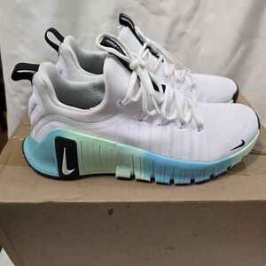 Nike Free Metcon Tennis Shoes - White/Glacier Blue/Dusty Cactus Women's Size 9
